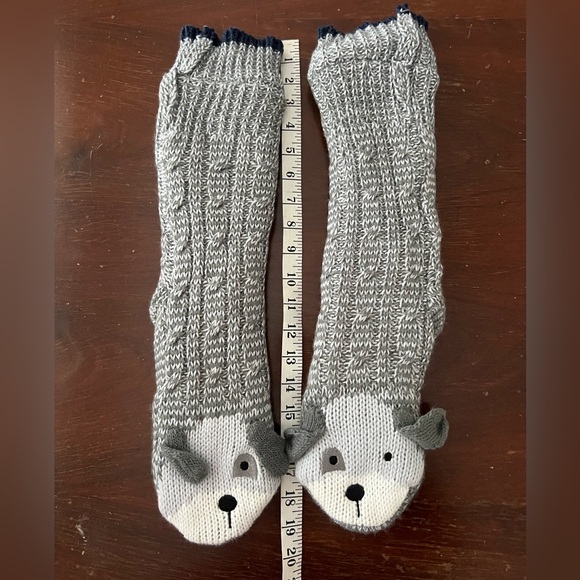 Jane and Bleecker Plushfill Slipper Socks | gray/white | size 4-10 - Picture 2 of 8
